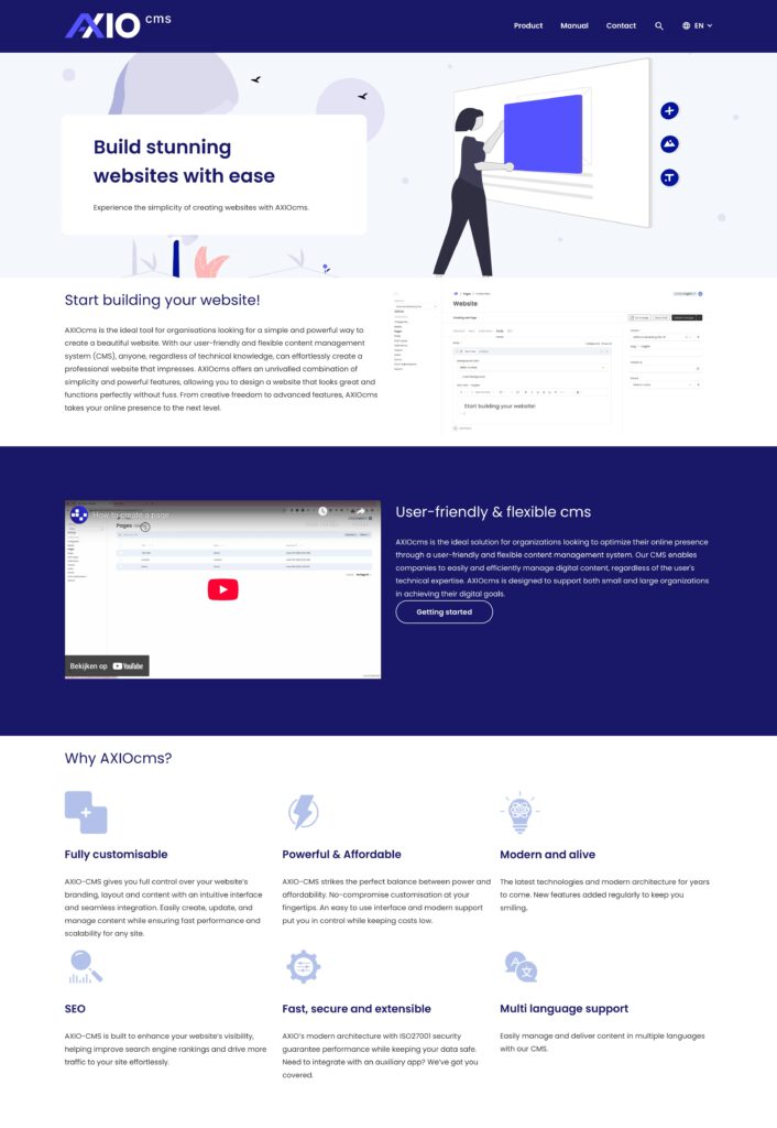 AXIOcms website screenshot