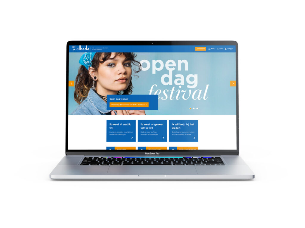 Laptop mockup Albeda homepage